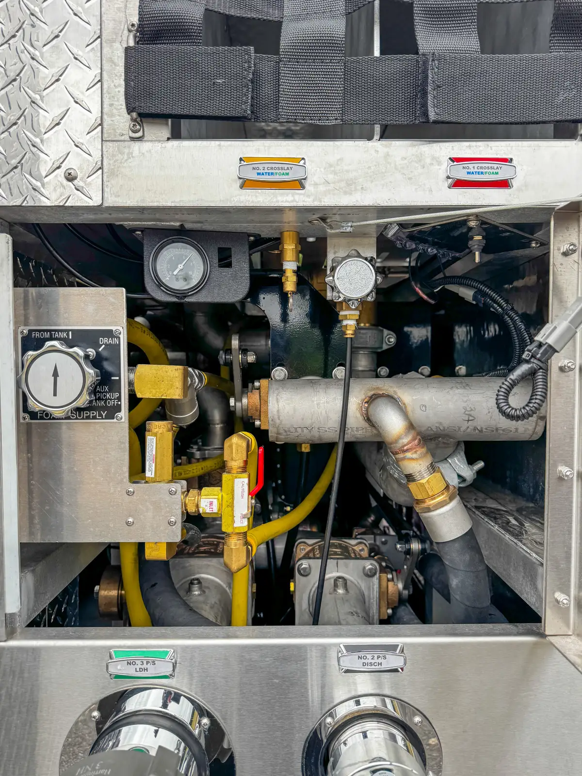 Front-left three-quarter exterior view showing brush guard and heavy-duty bumper.